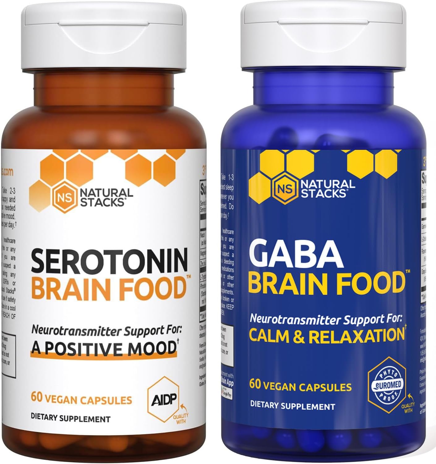 Serotonin & GABA Brain Food Bundle - Boosts Mood & Calmness - 120 Capsules