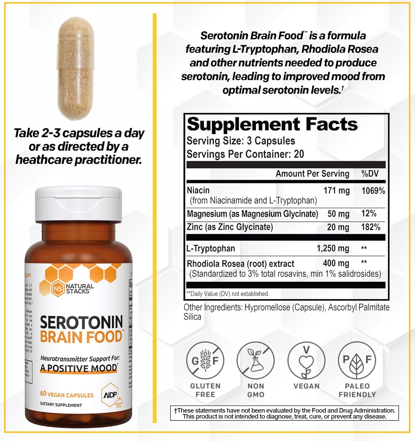 Serotonin & GABA Brain Food Bundle - Boosts Mood & Calmness - 120 Capsules