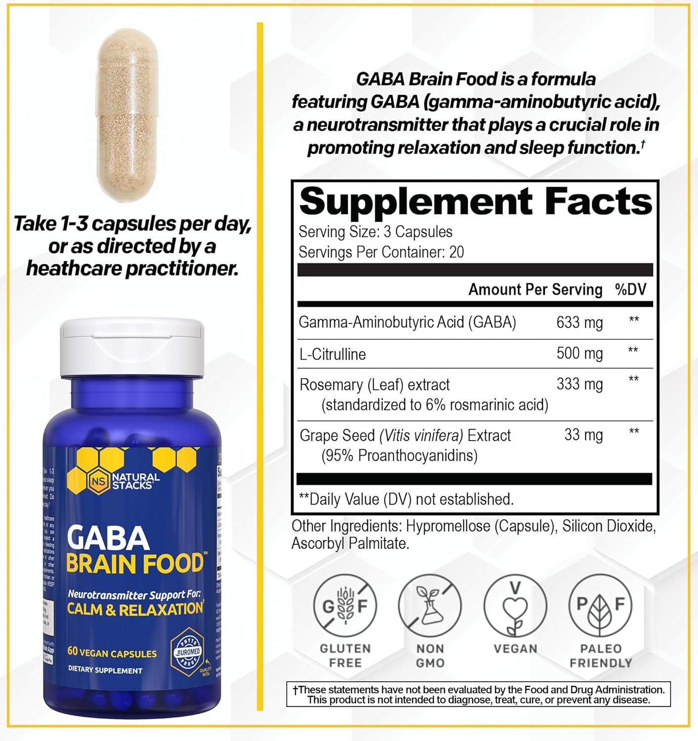Serotonin & GABA Brain Food Bundle - Boosts Mood & Calmness - 120 Capsules