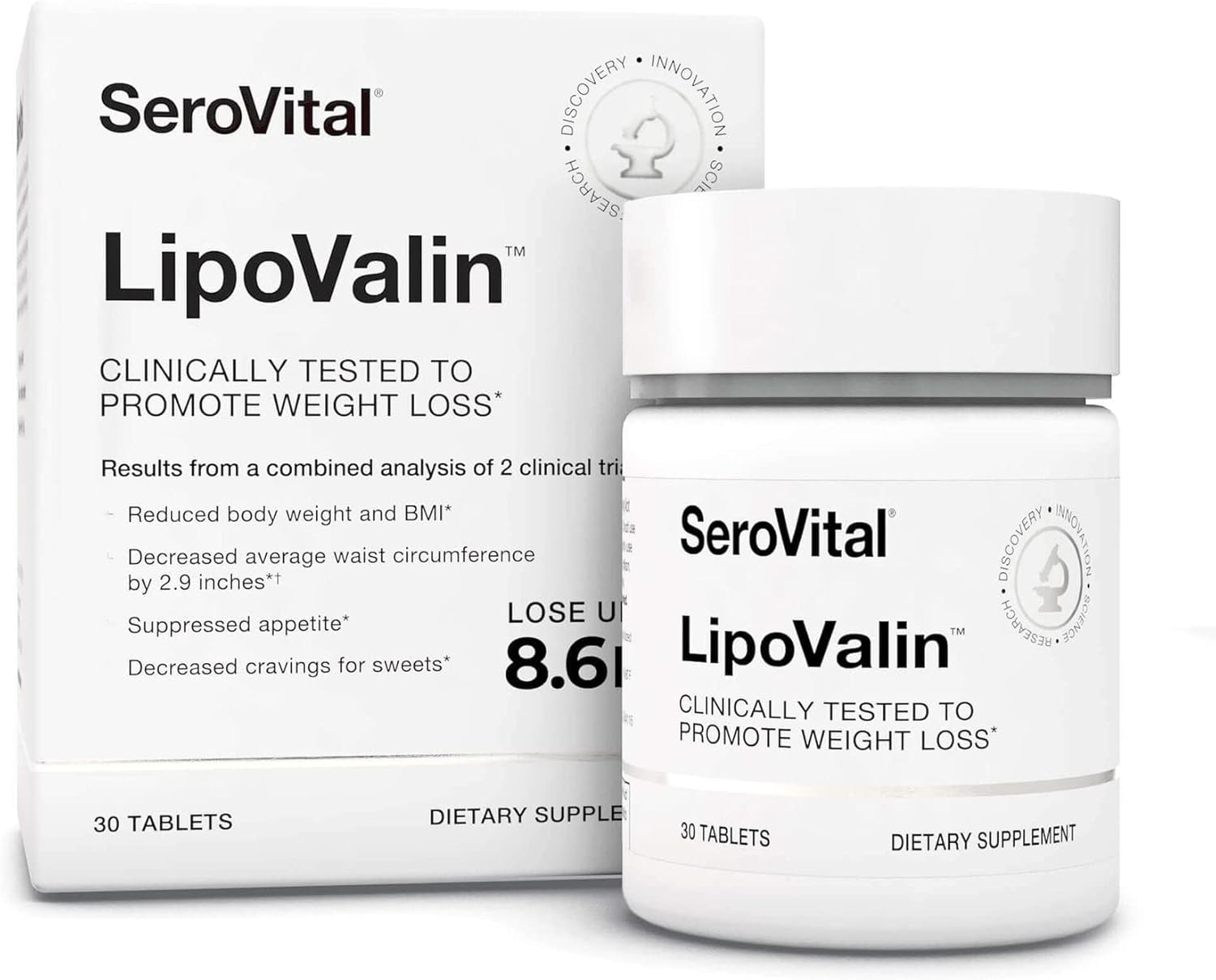 Serovital LipoValin: Clinically Validated Weight Loss Supplement for Women - Appetite Suppressant, Diet Pill - 30 Tablets