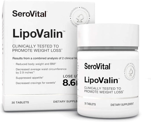 Serovital LipoValin: Clinically Validated Weight Loss Supplement for Women - Appetite Suppressant, Diet Pill - 30 Tablets