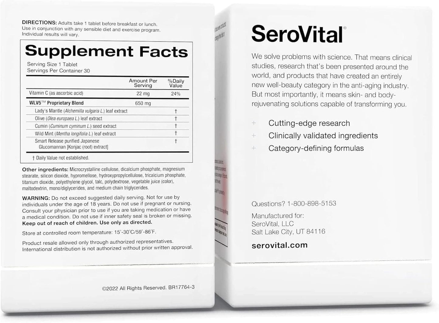 Serovital LipoValin: Clinically Validated Weight Loss Supplement for Women - Appetite Suppressant, Diet Pill - 30 Tablets