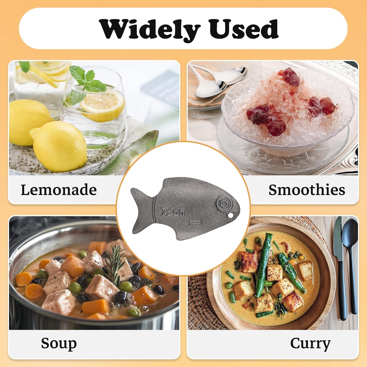 Set of 2 Amareu Iron Fish - Natural Iron Sources for Deficiency Prevention, Safe Cooking Tool with No Side Effects