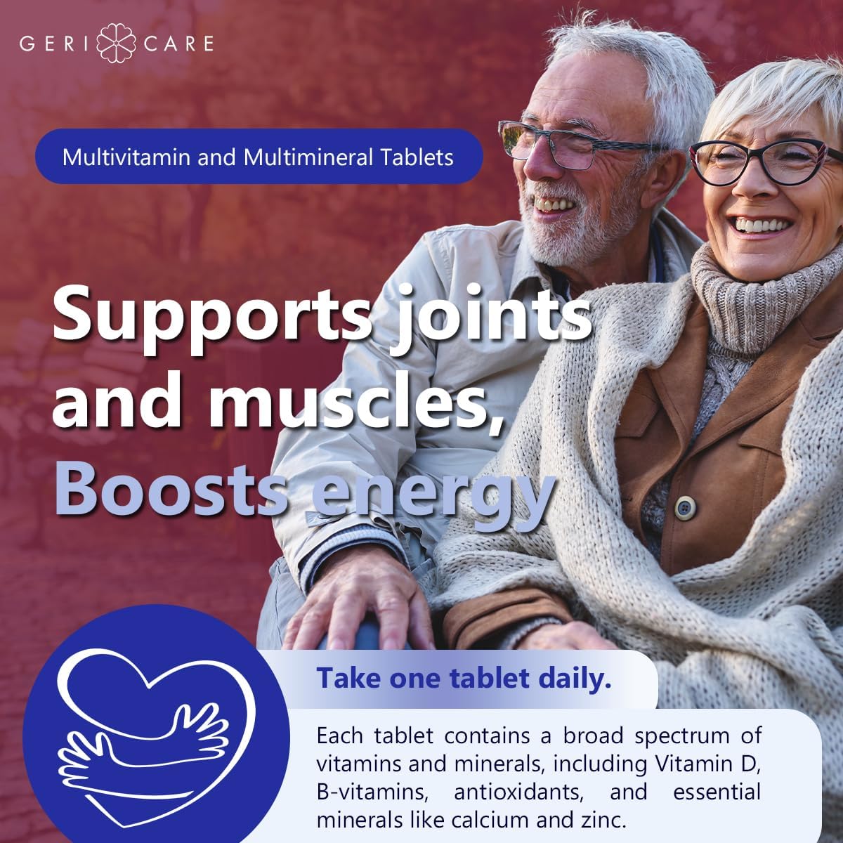 Set of 2 GeriCare Senior 50+ Multivitamin Tablets with Minerals for Immune Support and Age-Defying Nutrition - 100 Count