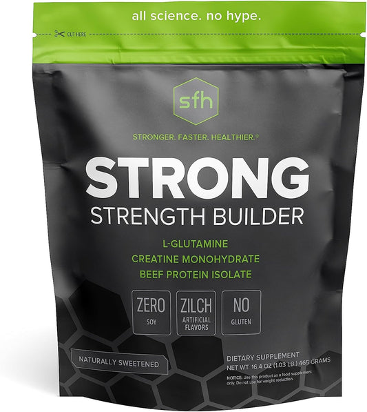SFH Strong Muscle Builder: Creatine, Glutamine, & Beef Protein for Lean Muscle Growth | Keto-Friendly Workout Supplements (1.19lb)