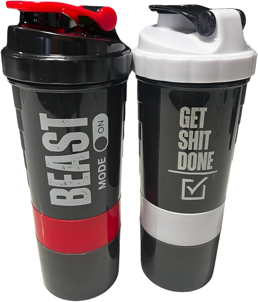 ShakePro16oz BPA-Free Protein Shaker Bottle with Leak-Proof Storage - Perfect for Gym and Fitness - Mix Powder and Pills efficiently