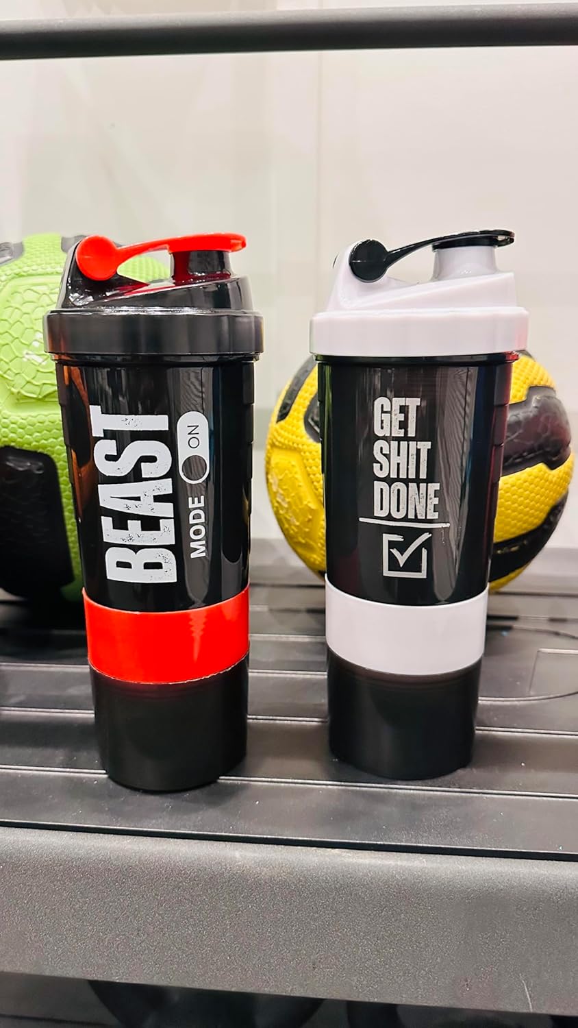 ShakePro16oz BPA-Free Protein Shaker Bottle with Leak-Proof Storage - Perfect for Gym and Fitness - Mix Powder and Pills efficiently