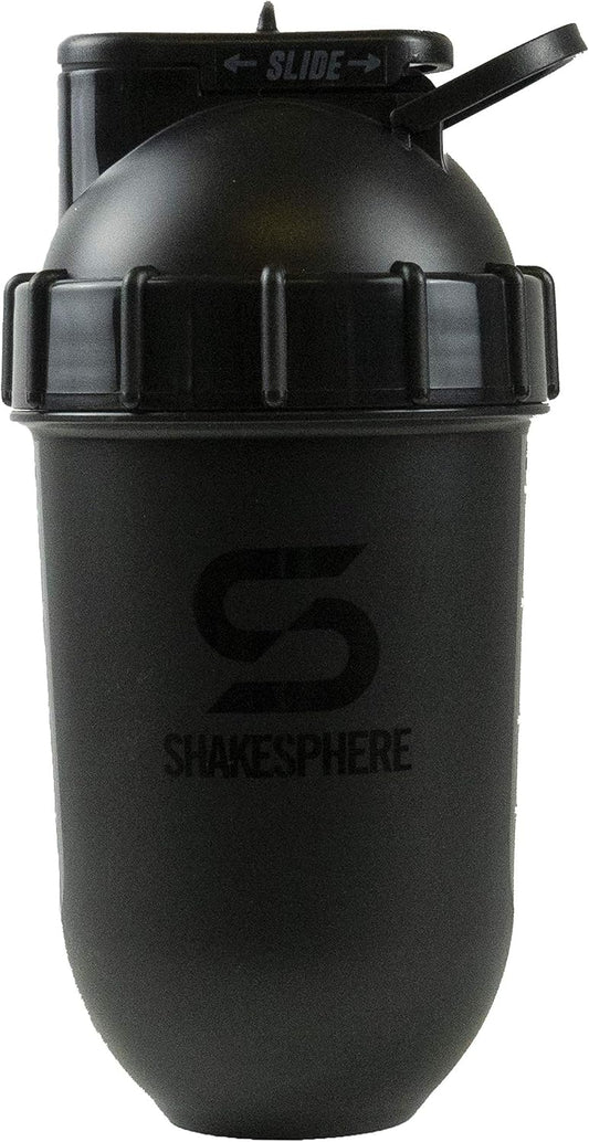 ShakeSphere Tumbler: 24oz Protein Shaker Bottle with Capsule Shape Mixing - No Blending Ball Needed - BPA Free - Easy Clean Up - Ideal for Shakes, Smoothies, and More (Glossy Black)