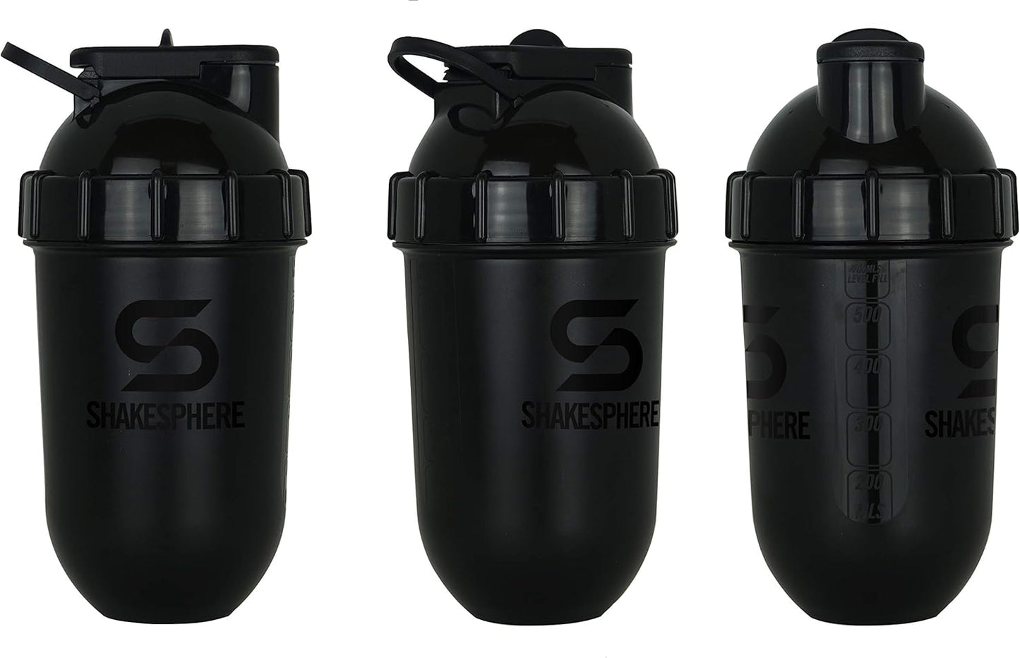 ShakeSphere Tumbler: 24oz Protein Shaker Bottle with Capsule Shape Mixing - No Blending Ball Needed - BPA Free - Easy Clean Up - Ideal for Shakes, Smoothies, and More (Glossy Black)