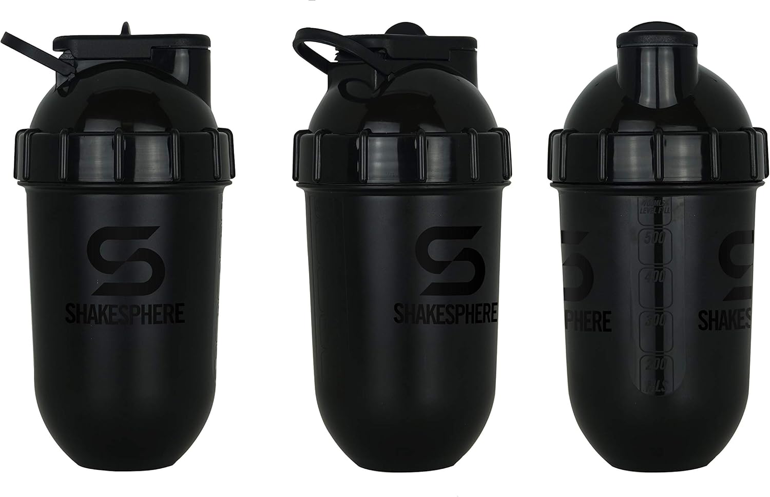 ShakeSphere Tumbler: 24oz Protein Shaker Bottle with Capsule Shape Mixing - No Blending Ball Needed - BPA Free - Easy Clean Up - Ideal for Shakes, Smoothies, and More (Glossy Black)