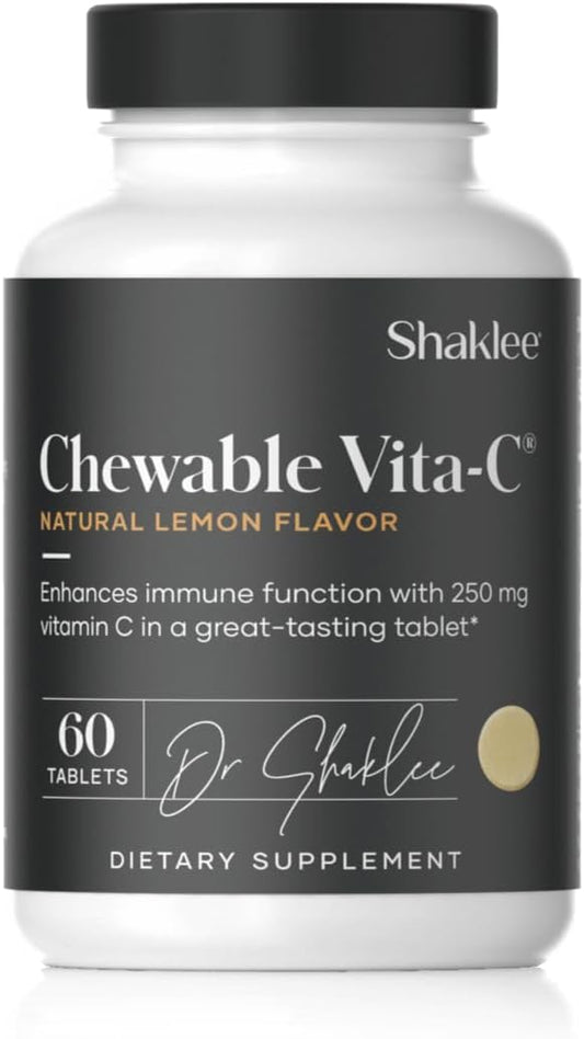 Shaklee Chewable Vitamin C Tablets - 250mg Lemon Flavored - Supports Cells & Immune System - Easy Consumption for Kids & Adults - 60 Count