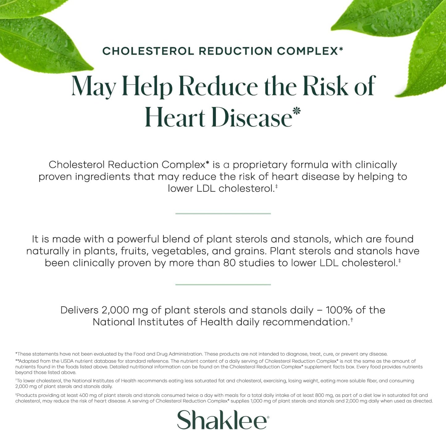 Shaklee Cholesterol Complex: Plant-Based Cardiovascular Wellness Supplement - 120 Tablets