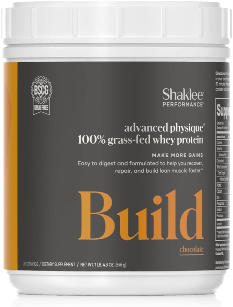 Shaklee Performance Advanced Physique Grass-Fed Whey Protein: Chocolate, 20g Protein, 110 Calories, Fast-Absorbing Formula - 20 Servings