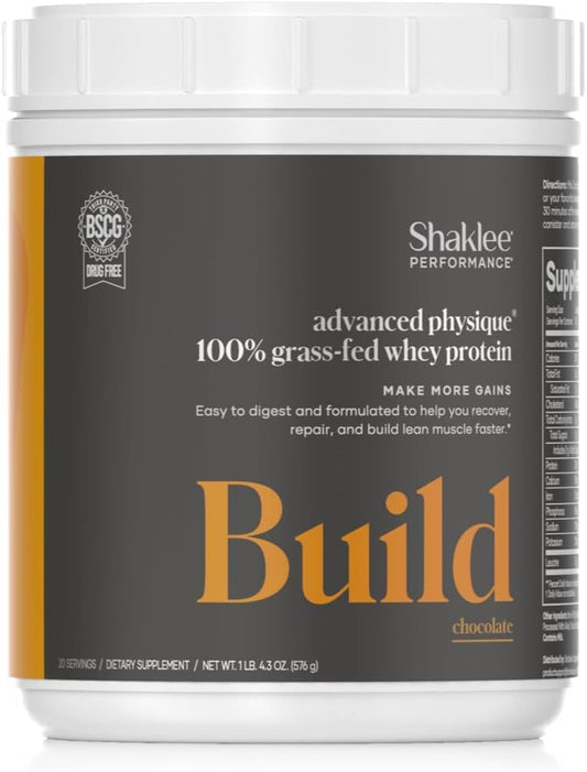 Shaklee Performance Advanced Physique Grass-Fed Whey Protein: Chocolate, 20g Protein, 110 Calories, Fast-Absorbing Formula - 20 Servings
