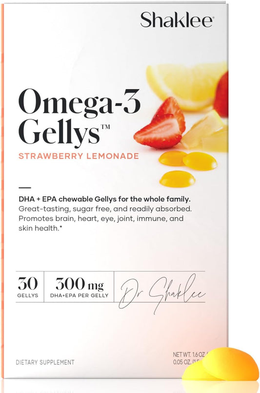 Shaklee Strawberry Lemonade Omega-3 Gellys - 30 Gummies for Heart Health and Brain Function