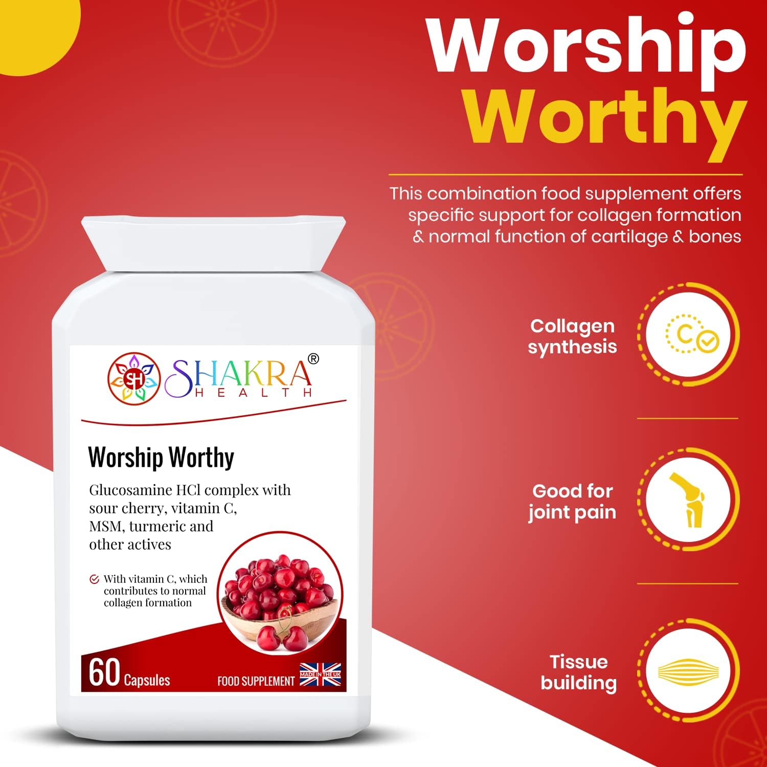 Shakra Health Joint & Connective Tissue Collagen Formula - 60 Capsules for Skin, Hair, and Nails