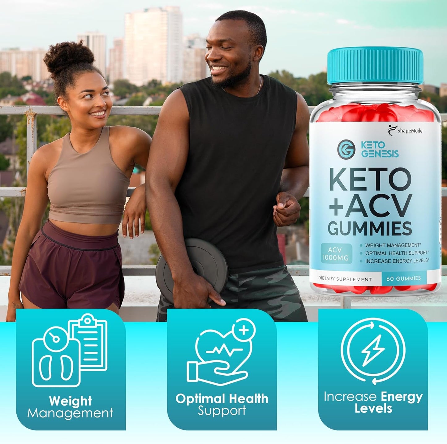 SHAPEMODE Keto Genesis ACV Gummies - Advanced Weight Loss Supplement with Ketones & Apple Cider Vinegar for Rapid Ketosis - USA Made