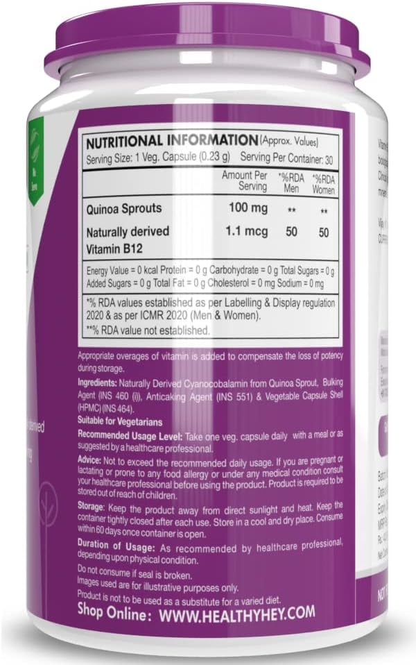 Sheltr Vitamin B12 Capsules - Natural Immune Health Support, Non-Synthetic Formula | 30 Vegetarian Capsules