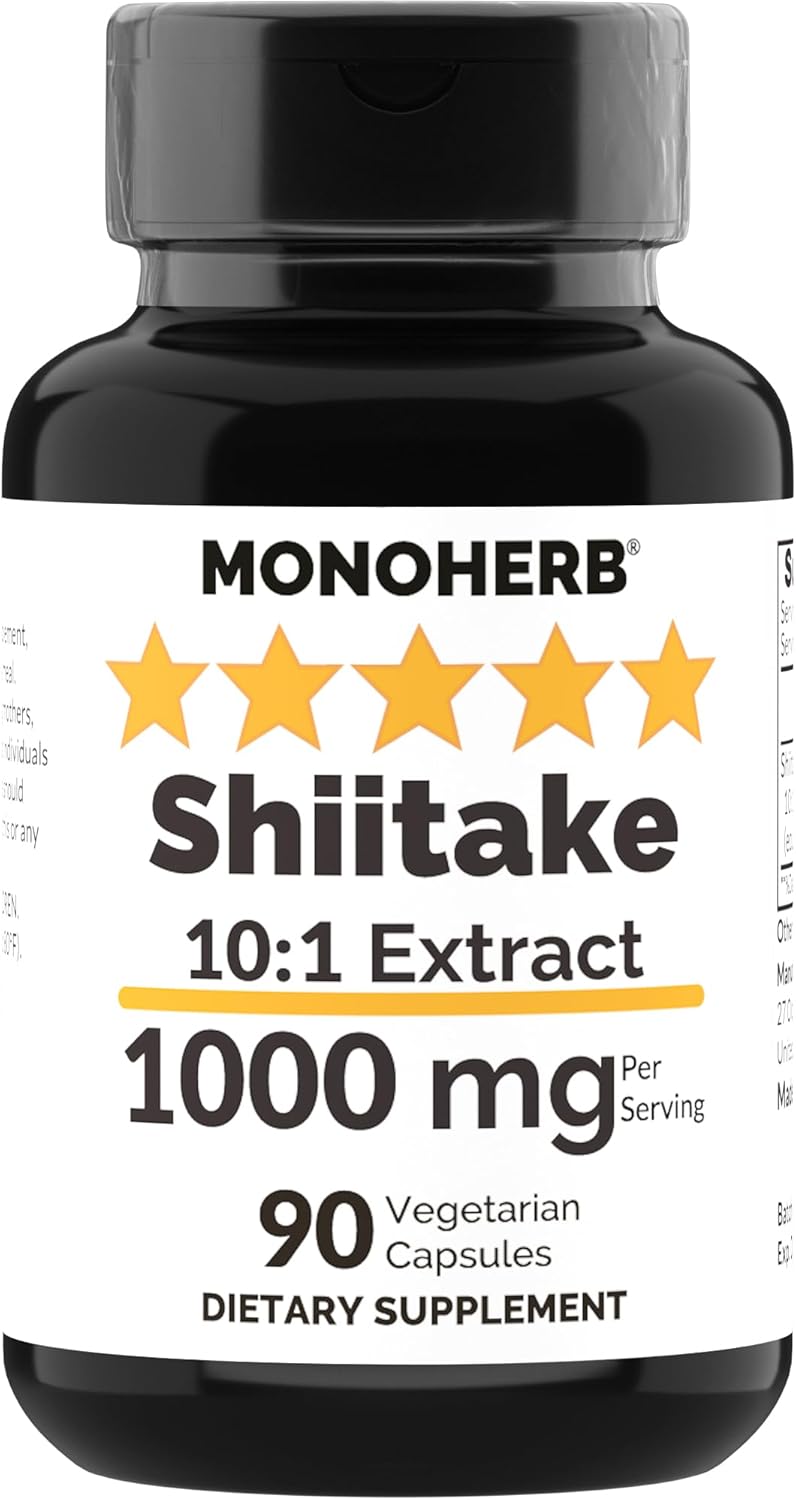 Shiitake Mushroom Extract Capsules - 1000mg, 90 Vegetarian Capsules by MONOHERB