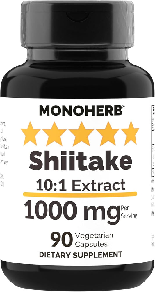 Shiitake Mushroom Extract Capsules - 1000mg, 90 Vegetarian Capsules by MONOHERB