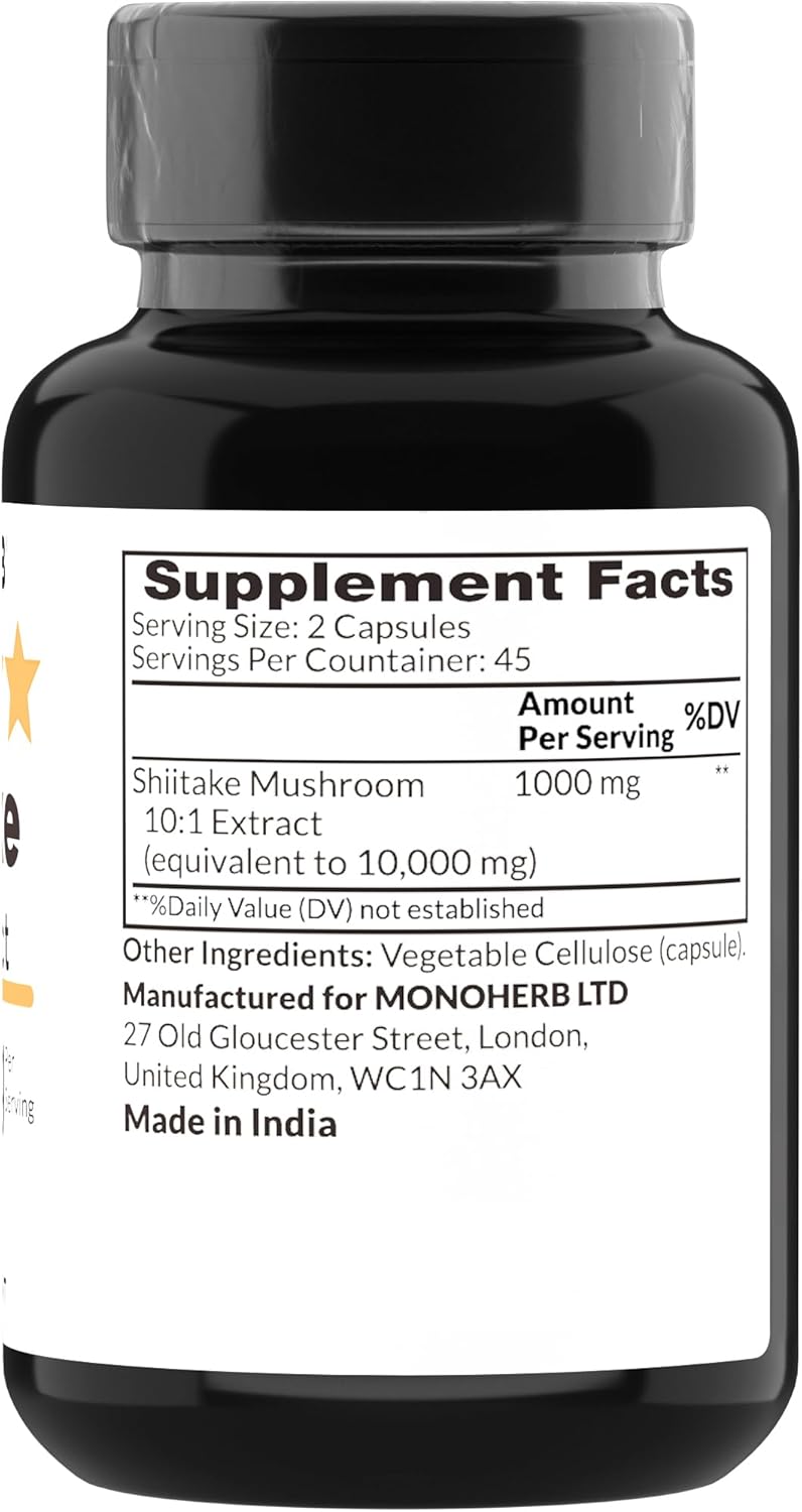 Shiitake Mushroom Extract Capsules - 1000mg, 90 Vegetarian Capsules by MONOHERB