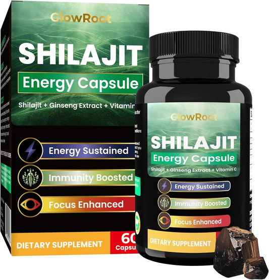 Shilajit Capsules with Fulvic Acid & Minerals for Energy Boost and Immune Health