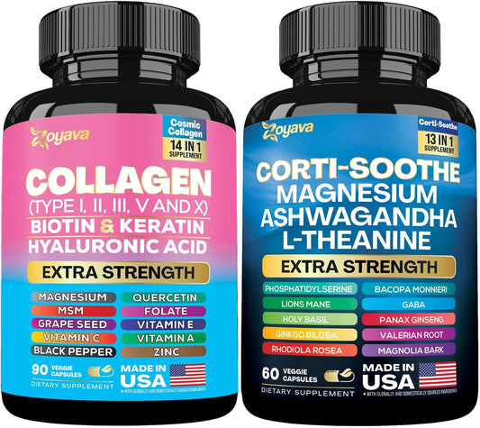 Shining Serenity Set: Natural Cortisol Support with Ashwagandha, L-Theanine, and Essential Vitamins