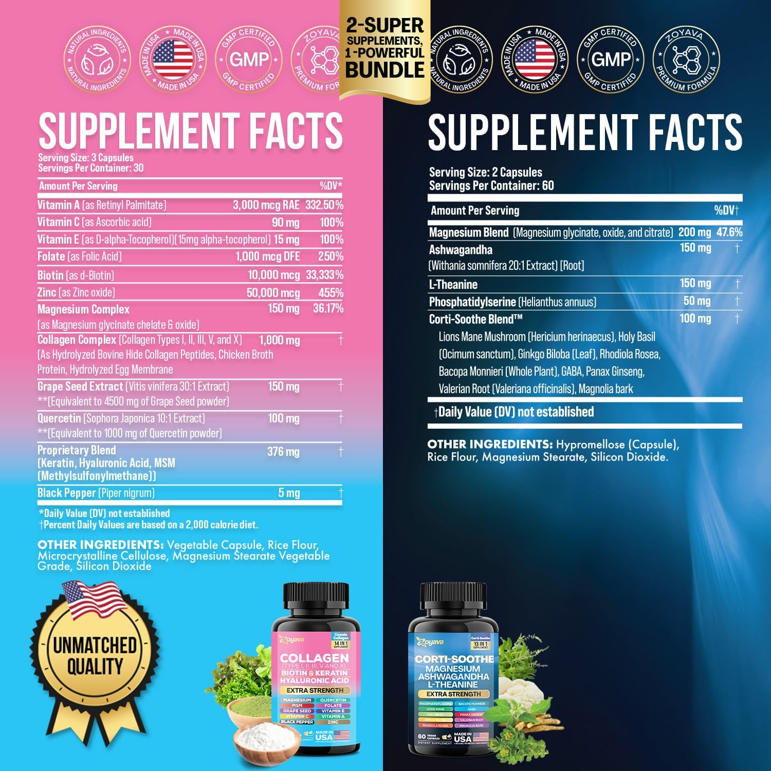 Shining Serenity Set: Natural Cortisol Support with Ashwagandha, L-Theanine, and Essential Vitamins