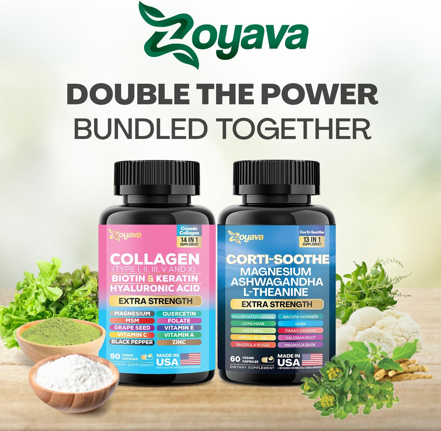 Shining Serenity Set: Natural Cortisol Support with Ashwagandha, L-Theanine, and Essential Vitamins