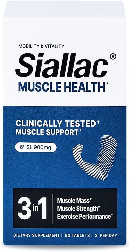 SIALLAC Muscle Health Tablets - Boost Muscle Mass & Strength, Speed Up Recovery, Reduce Fatigue, Enhance Exercise Performance - 6-Sialyllactose 900mg - 90 Count