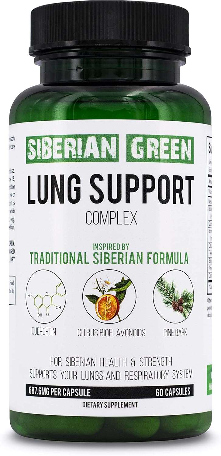 Siberian Green Lung Support Complex Capsules - Traditional Formula with Quercetin & Citrus Bioflavonoids