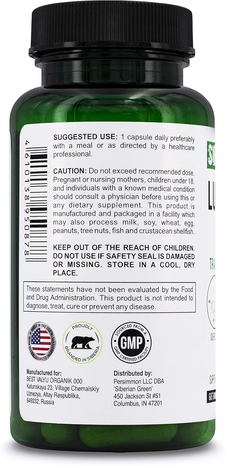 Siberian Green Lung Support Complex Capsules - Traditional Formula with Quercetin & Citrus Bioflavonoids