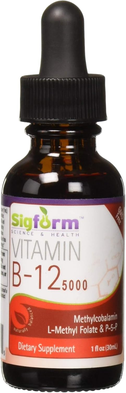 SIGFORM Vitamin B12 5000 Sublingual Supplement for Energy and Metabolism, 0.02 lb