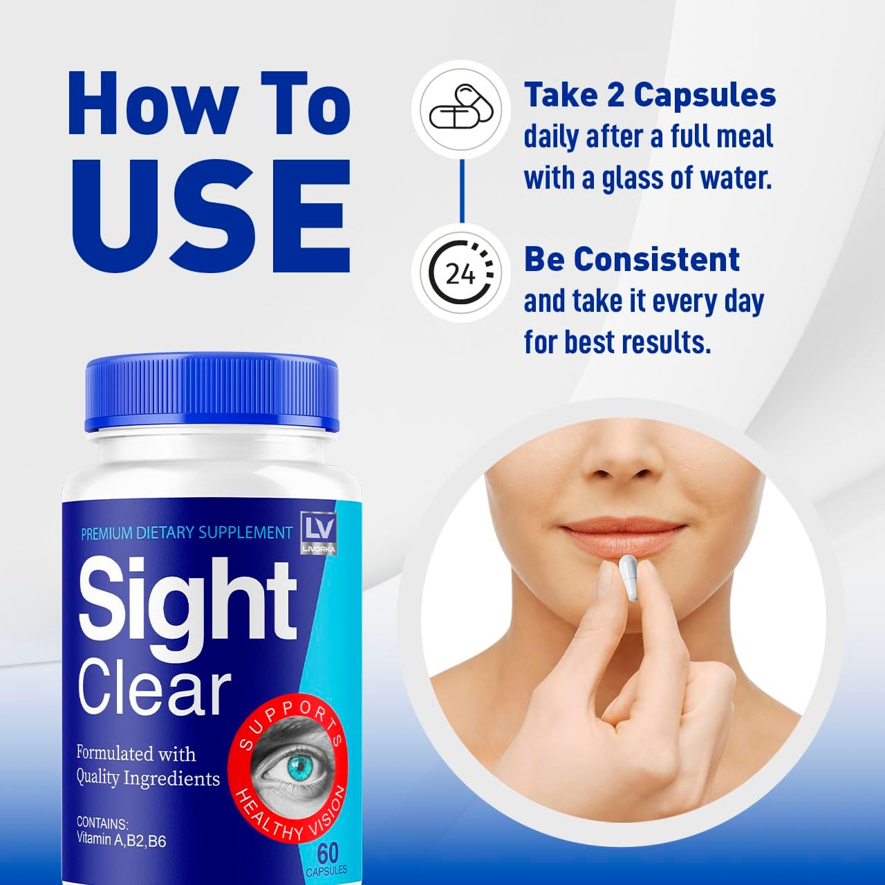 Sight Clear 20/20 Vision Capsules for Healthy Eye Support - 1 Month Supply