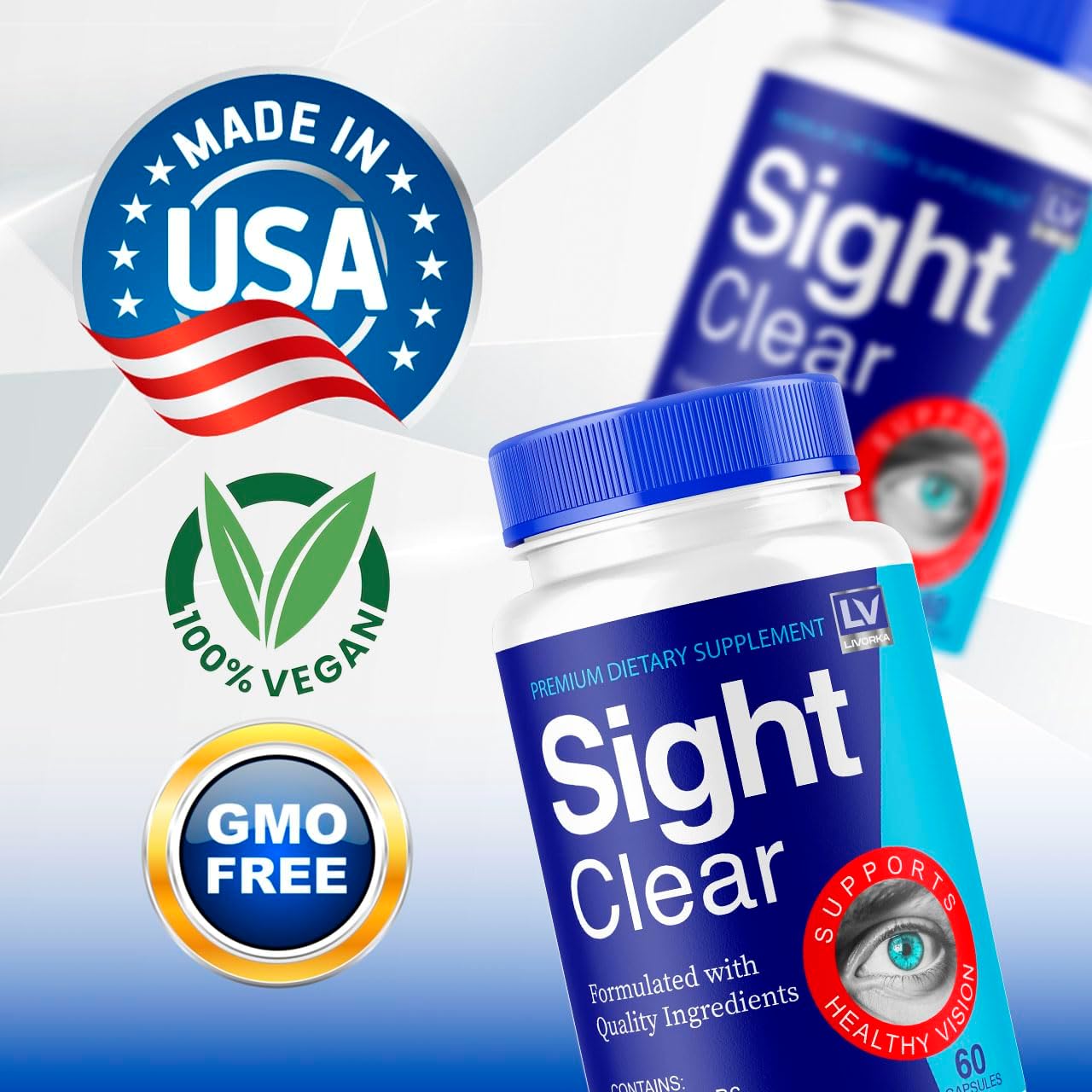 Sight Clear 20/20 Vision Capsules for Healthy Eye Support - 1 Month Supply