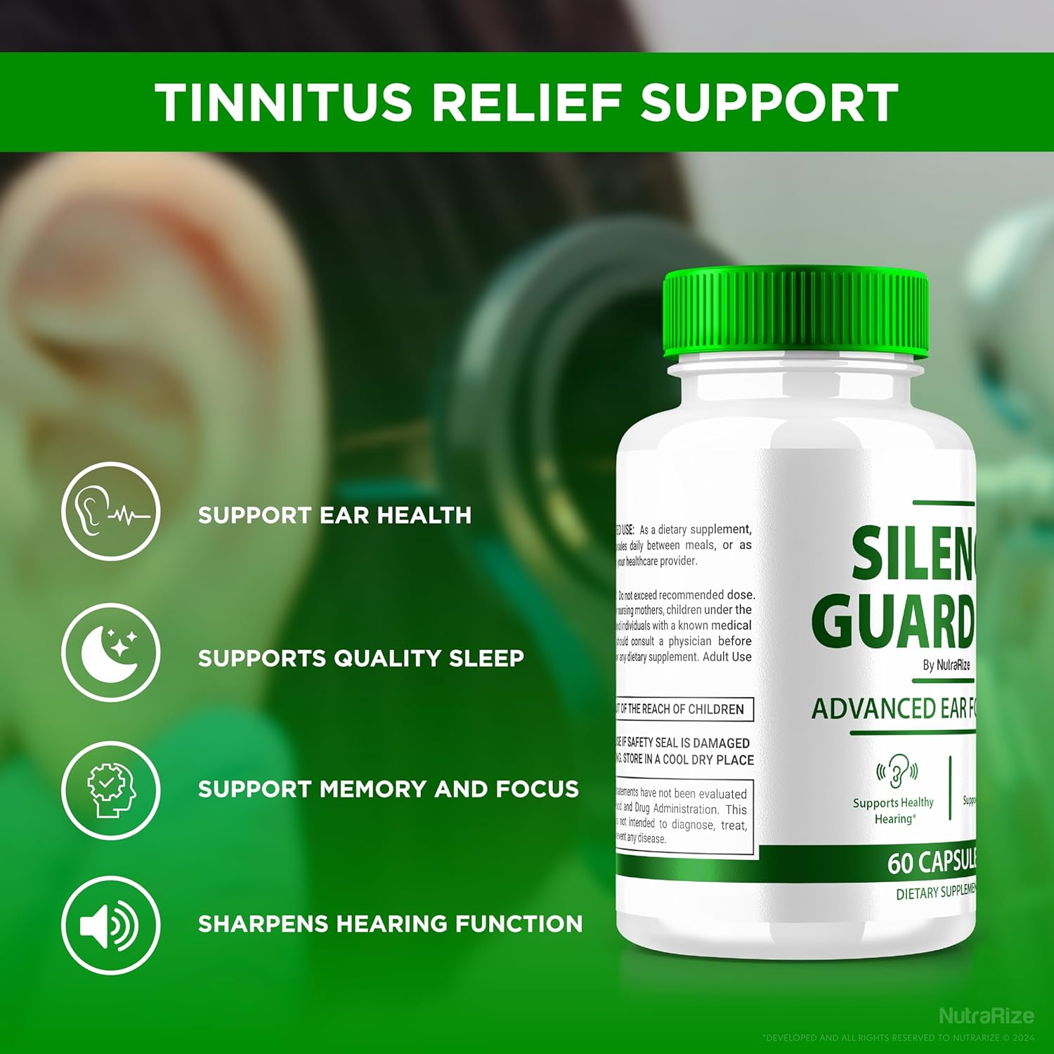 Silence Guardian Ear Health Supplement (2 Pack) - Advanced Formula for 360° Hearing Support, All Natural Ingredients, 120 Capsules