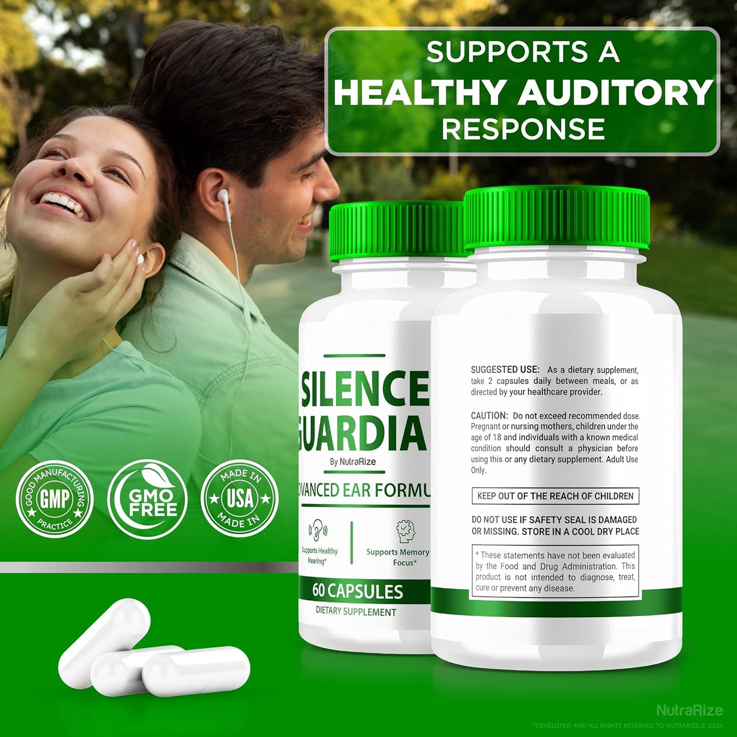 Silence Guardian Ear Health Supplement (2 Pack) - Advanced Formula for 360° Hearing Support, All Natural Ingredients, 120 Capsules
