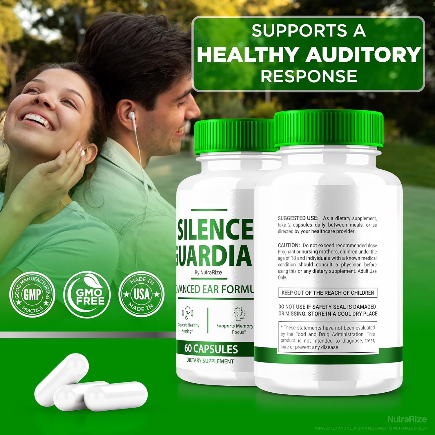 Silence Guardian Ear Health Supplement (2 Pack) - Advanced Formula for 360° Hearing Support, All Natural Ingredients, 120 Capsules