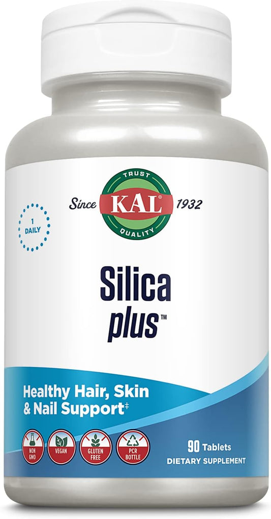 Silica Plus with Horsetail Extract - Vegan Hair, Skin, Nails Support - Gluten Free, Fast Absorption - 90 Tabs