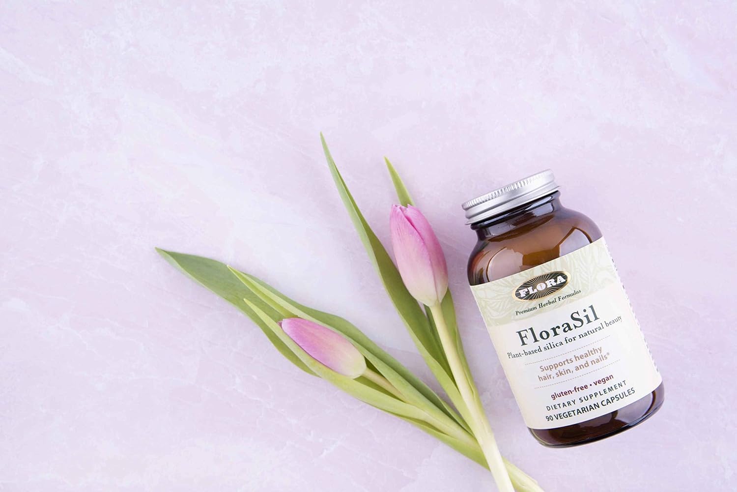 Silica Supplement with Horsetail Extract for Hair, Skin, Nails - FloraSil Capsules - Supports Collagen Formation - 90 Veg Caps