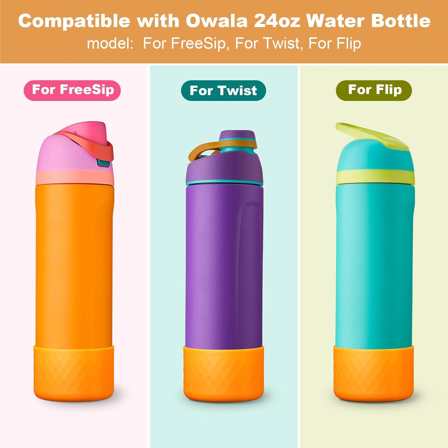 Silicone Boot for Owala Water Bottle - Anti-Slip Sleeve for 24 oz, 32 oz, 40 oz Stainless Steel Bottles