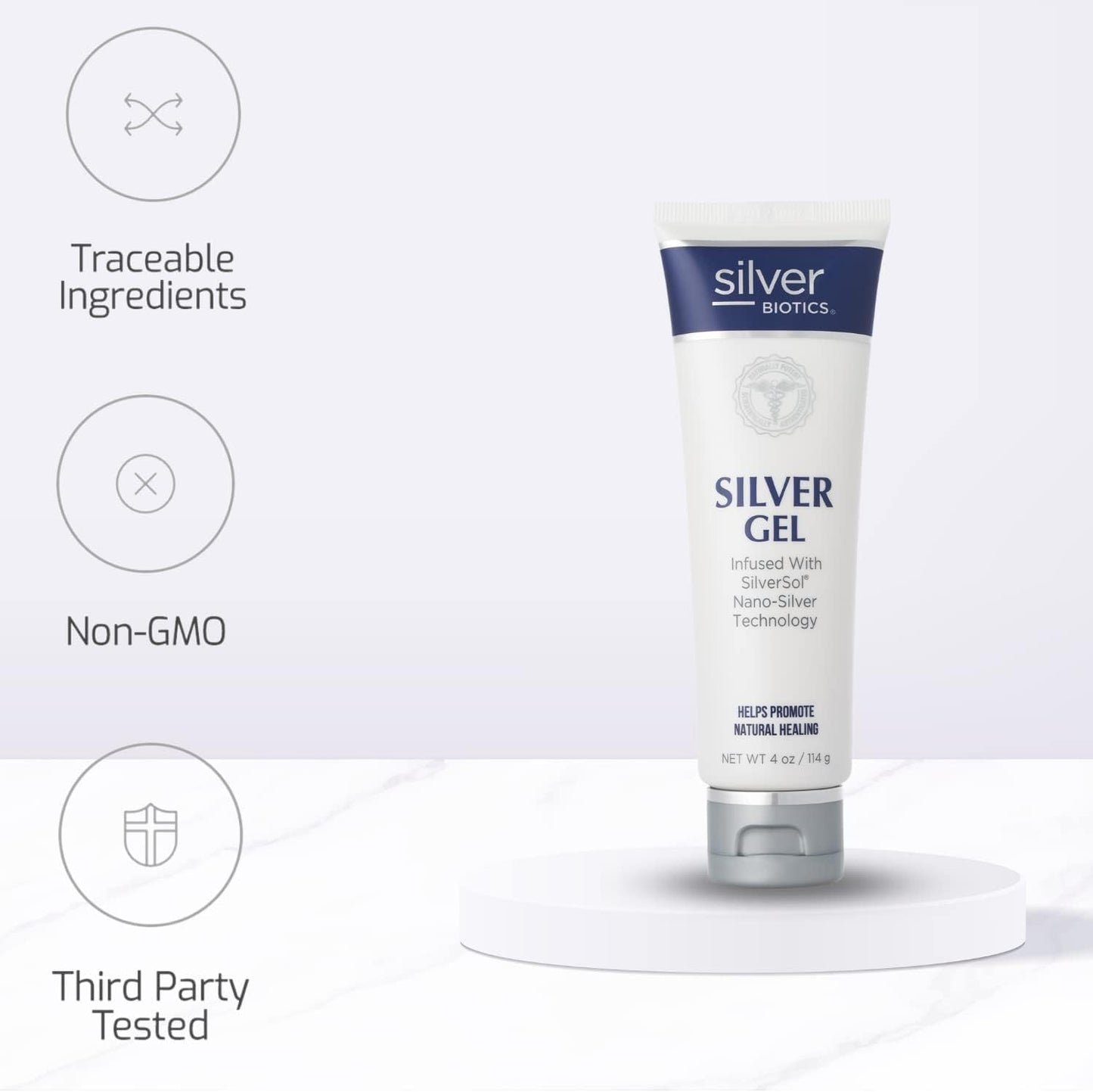 Silver Biotics Colloidal Nano SilverSol Gel for Healing Scars, Burns, and Blemishes - 20 ppm, 4 Oz (2 Pack)
