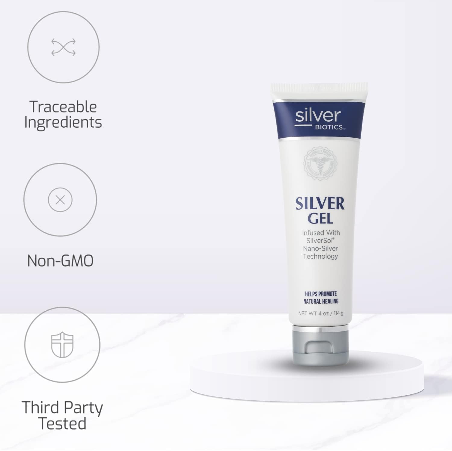 Silver Biotics Colloidal Nano SilverSol Gel for Healing Scars, Burns, and Blemishes - 20 ppm, 4 Oz (2 Pack)
