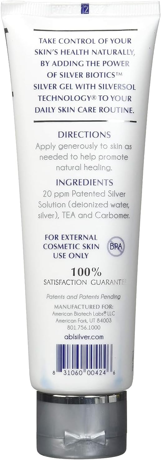Silver Biotics Colloidal Nano SilverSol Gel for Healing Scars, Burns, and Blemishes - 20 ppm, 4 Oz (2 Pack)