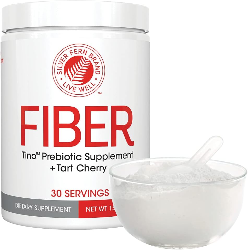 Silver Fern Tino High Fiber Supplement Powder - Non-GMO Prebiotic Digestive Friendly Mix - Water Soluble - Add to Water, Juice, Shakes, Cereal - 2 Canisters - 15.9 Oz. ea.