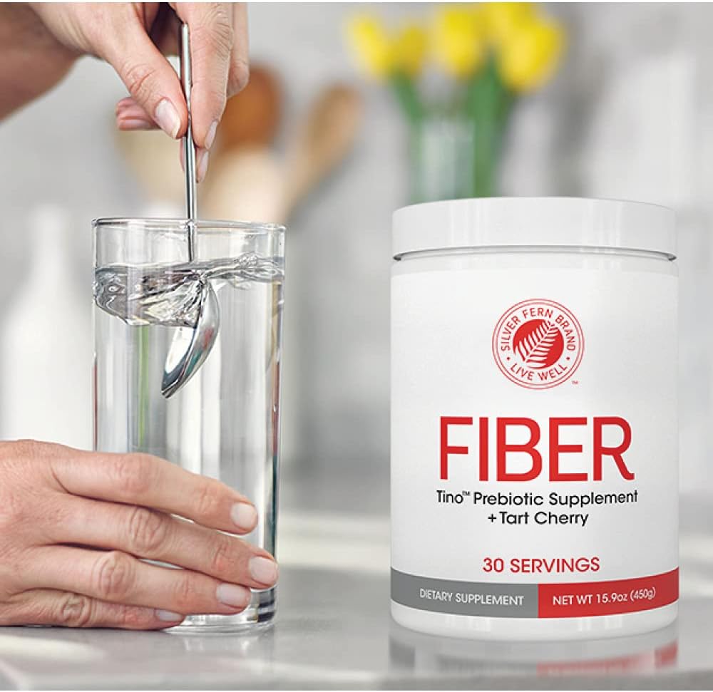 Silver Fern Tino High Fiber Supplement Powder - Non-GMO Prebiotic Digestive Friendly Mix - Water Soluble - Add to Water, Juice, Shakes, Cereal - 2 Canisters - 15.9 Oz. ea.