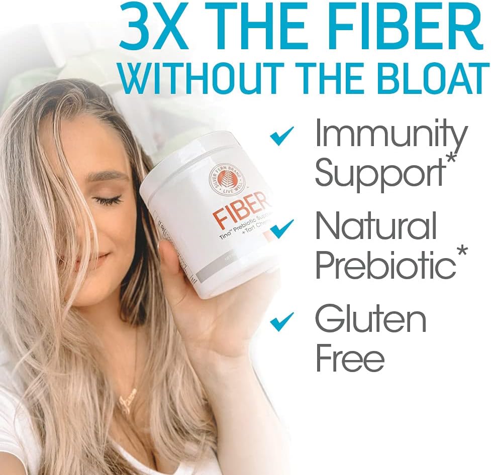 Silver Fern Tino High Fiber Supplement Powder - Non-GMO Prebiotic Digestive Friendly Mix - Water Soluble - Add to Water, Juice, Shakes, Cereal - 2 Canisters - 15.9 Oz. ea.