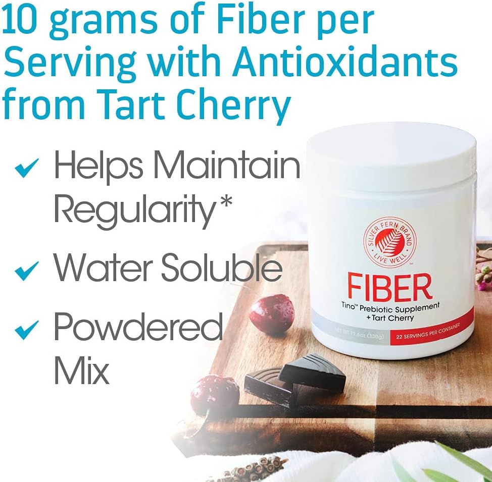 Silver Fern Tino High Fiber Supplement Powder - Non-GMO Prebiotic Digestive Friendly Mix - Water Soluble - Add to Water, Juice, Shakes, Cereal - 2 Canisters - 15.9 Oz. ea.