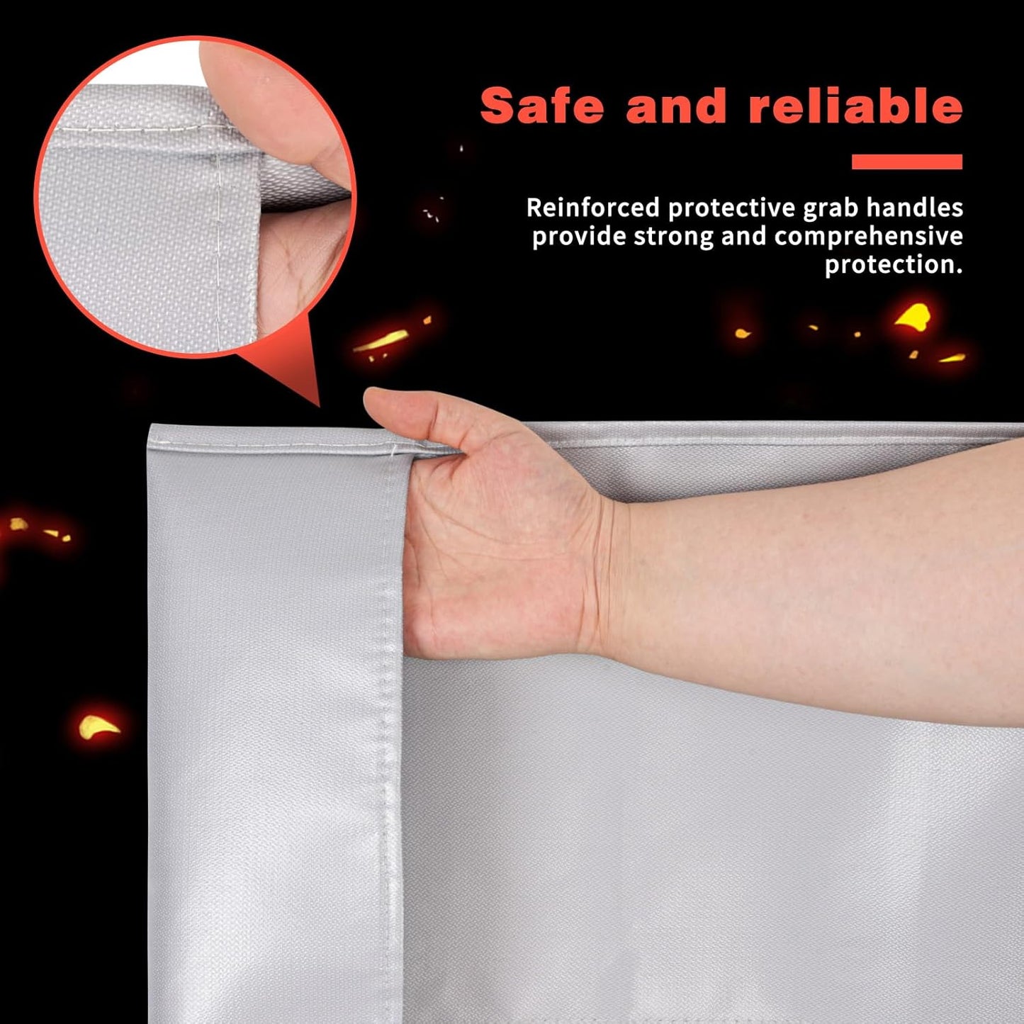 Silver Silicone Coated Fiberglass Fire Blanket with Hood, 59 x 47 Inches - Heat Resistant Safety Cover for Escape - Fire Retardant Cloak for Emergency Use