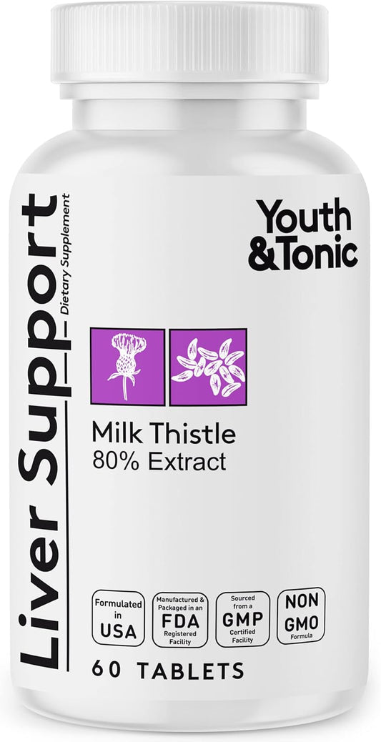 Silymarin Milk Thistle Liver Detox Cleanse Supplement for Body Health - Non-GMO Herbal Vitamins - 60 Capsules